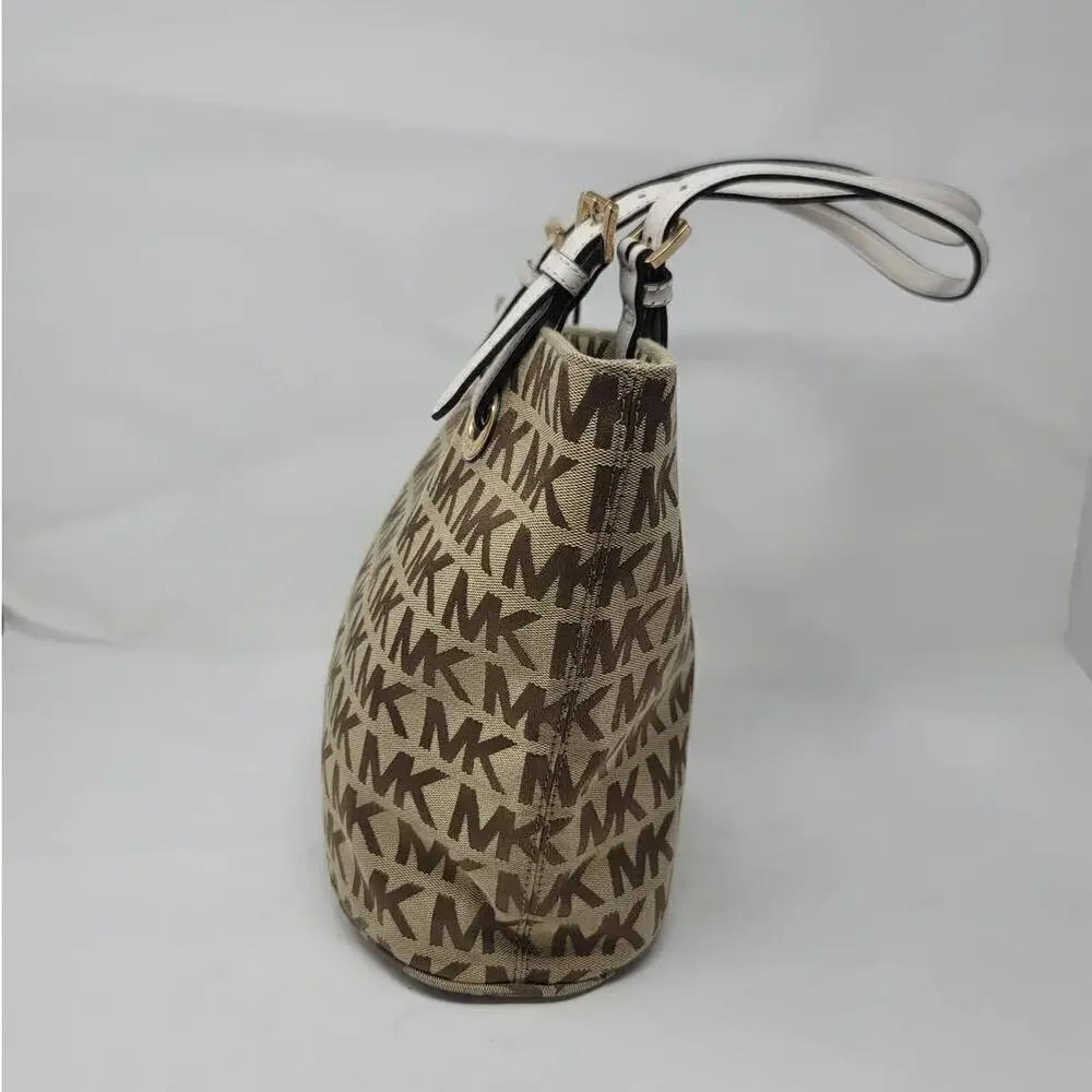 Michael Kors Signature Jet Set Canvas Tote Bucket Bag Shoulder Designer Luxury - Picture 4 of 10